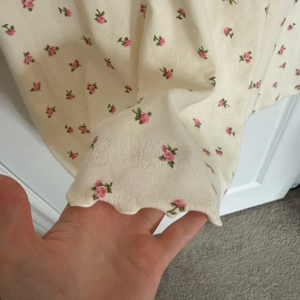 SKIMS NWOT Logo Pointelle Floral Cream Mini Dress - Picture 9 of 9